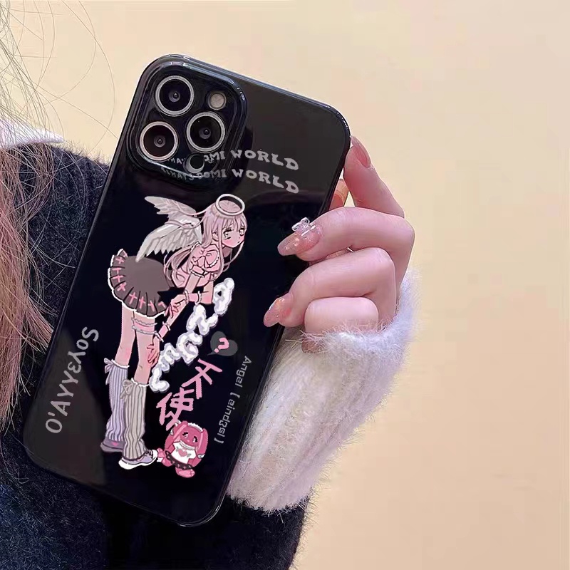 IPHONE Ins Pola Gadis Cantik Cocok Untuk Iphone14 14pro 14plus 13 13pro 13prm iPhone12 7Plus 8Plus Xr XS 13 Pro Max Empat Sudut Casing Ponsel Tahan Guncangan