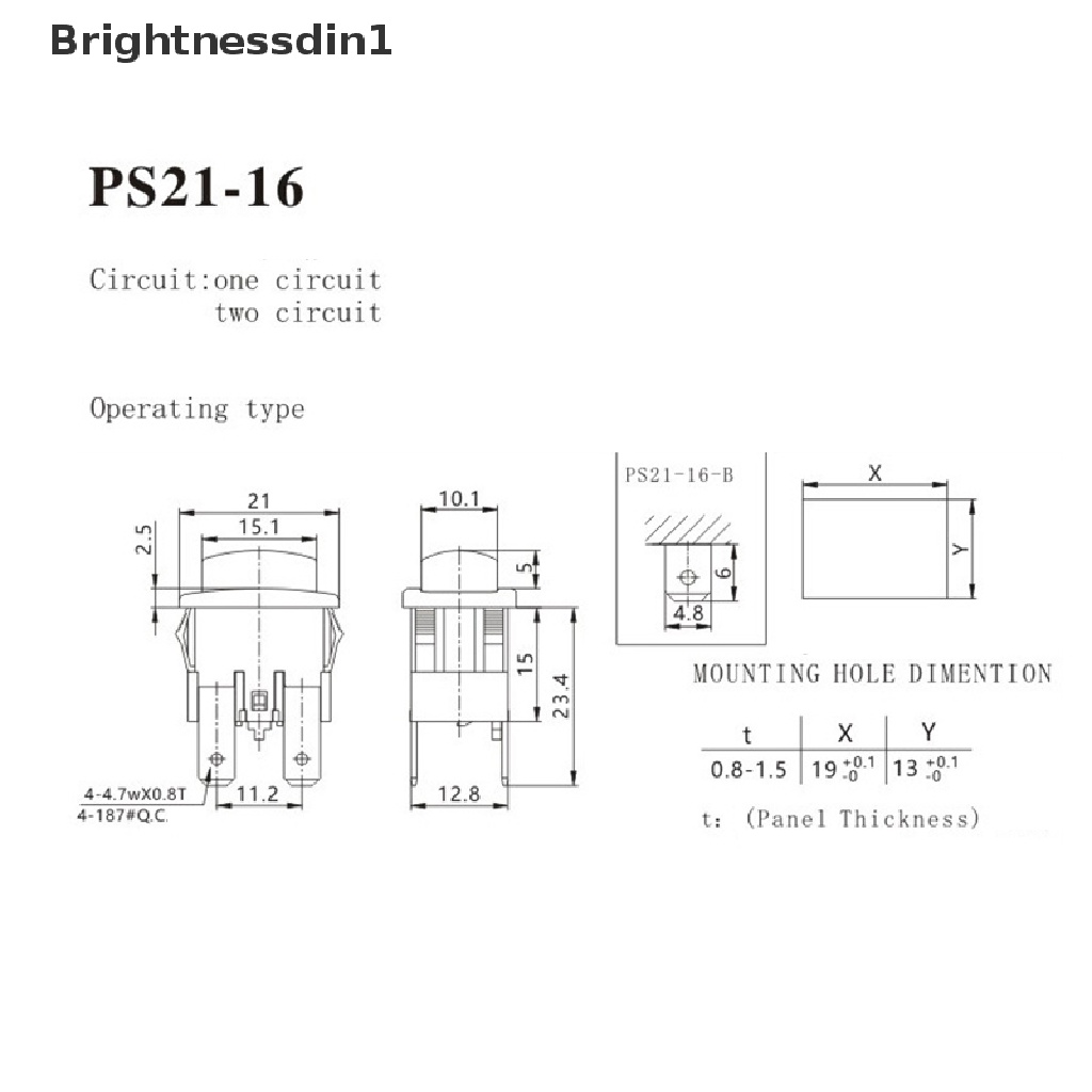 [Brightnessdin1] Red 4Pins 16A Self-Lock On Off Push Button Rocker Switch PS21-16 Dengan Pemanas Cahaya Saklar Sentuh Listrik Untuk Vacuum Cleaner Garment Steamer Boutique