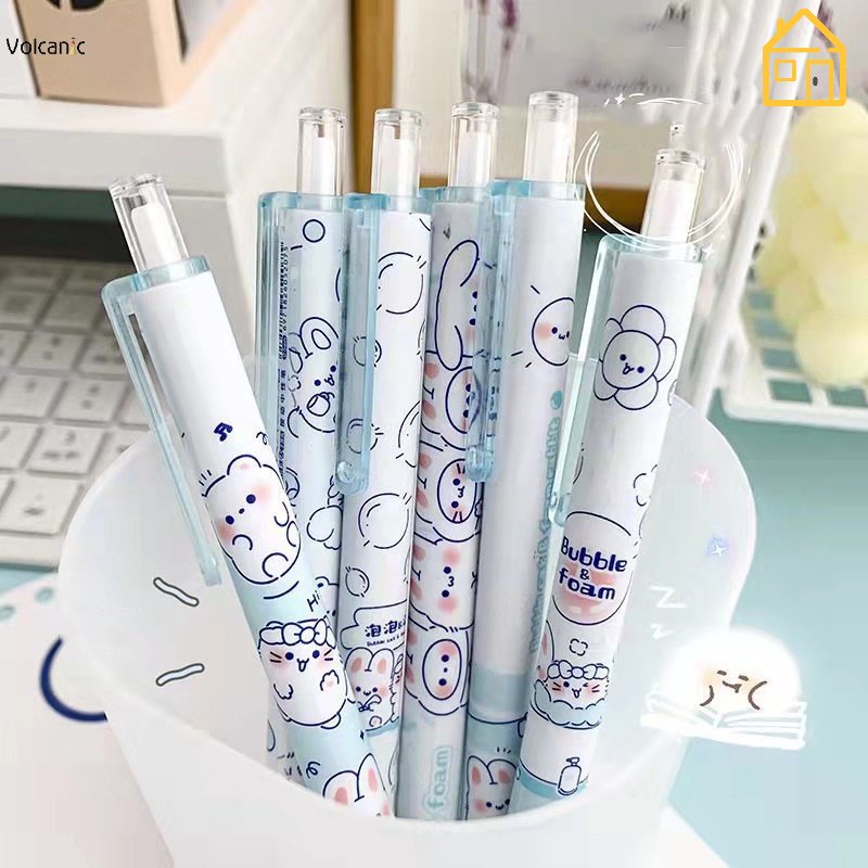 [Harga Grosir] 1pc 0.5 mm Kartun Kelinci Beruang Pena Netral Sky Blue Press Neutral Pen Black Bullet Signature Pen Siswa Alat Tulis Kantor Perlengkapan Sekolah