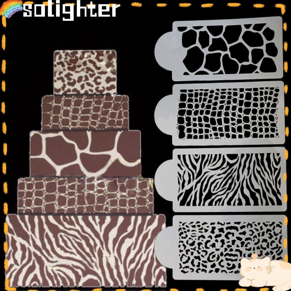 Solighter 4Pcs/set Cetakan Kue Dapur Fondant Dekorasi Baking Aksesoris Leopard Bijian