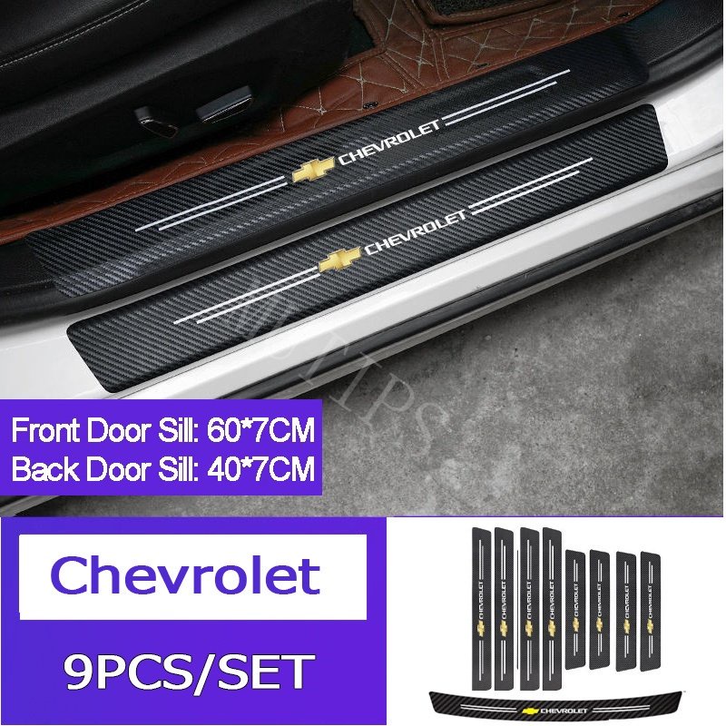 9pcs Chevrolet Mobil Serat Karbon Pintu Kusen Perlindungan Tahan Gores Stiker Untuk Captiva Lova Zafira Trax Spin Orlando Colorado Aveo Spark