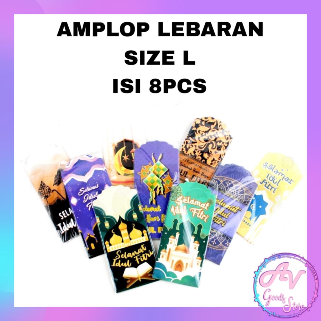 

Amplop Lebaran Ukuran L / 1Pak Kertas Angpao Idul Fitri Large Besar isi 8pcs