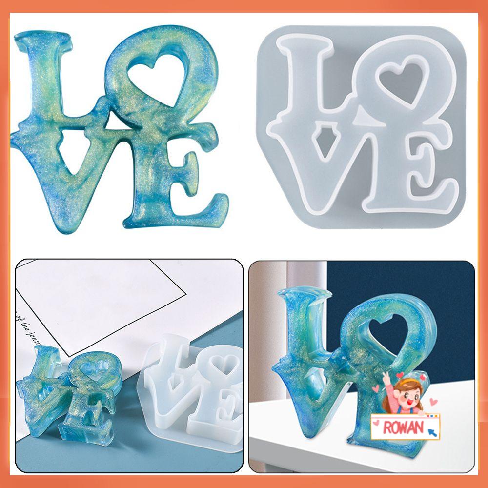 R-flower LOVE Ornament Art Dekorasi DIY Craft Dekorasi Meja Epoxy Resin Hari Valentine Cetakan Silikon