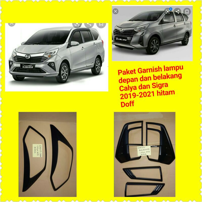paket Garnish cover Lampu depan dan belakang Calya dan Sigra 2019-2024 hitam doff Variasi mobil