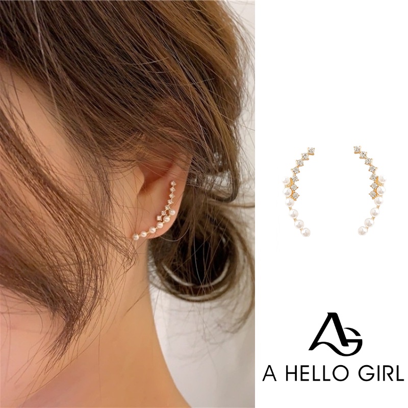 Anting Giwang Warna Silver Dengan Kristal+Mutiara+Berlian Imitasi Untuk Wanita