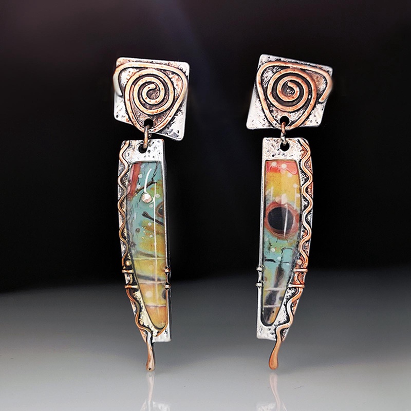 Bohemian Multicolor Batu Perhiasan Menjuntai Anting Untuk Wanita Retro Etnik Tribal Drop Earring Statement Aksesoris Jewelry