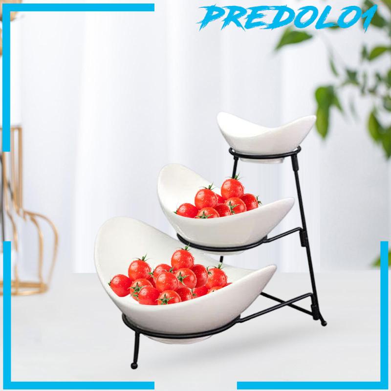 [Predolo1] Mangkok Saji 3tingkat Set Metal Stand Untuk Dessert Snack Pesta Serving Stand
