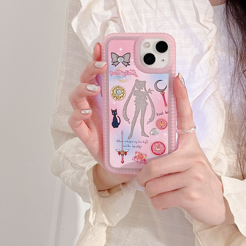 Pink Sailor Moon Gril Soft Case Flash Card Casing Apple HP iP iPhone 12 13 14 Pro Max 11