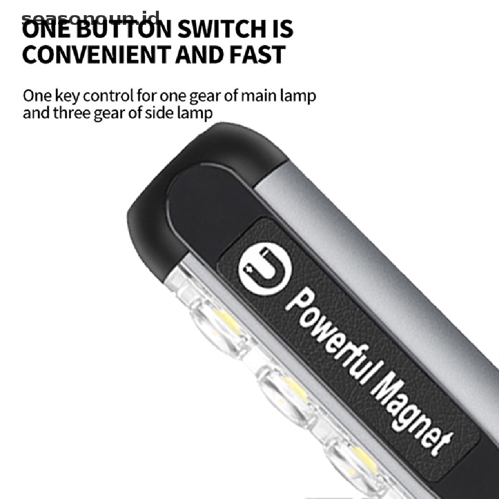 Seasonoun Senter Mini LED Rechargeable Dengan Clip Magnet Work Light Flashlight.