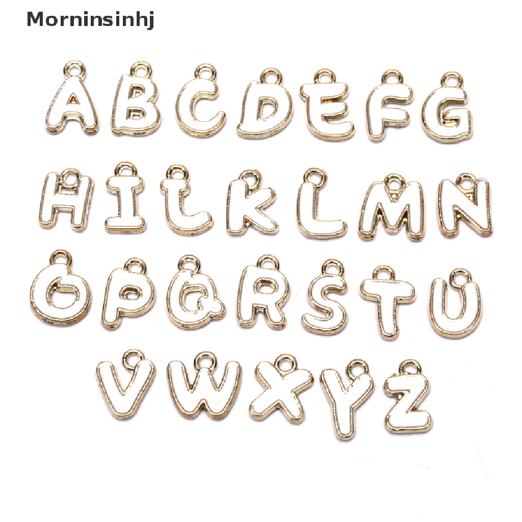 Mornin 26Pcs Enamel Alphabet Ch Inisial Huruf Gelang Perhiasan DIY Craft Making id