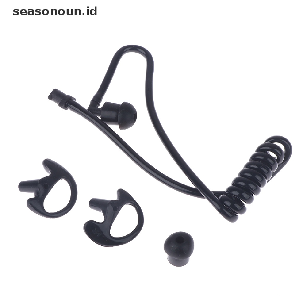 Seasonoun Black Spring Air Tube Pengganti Walkie Talkie Earphone Coil Tabung Udara Akustik.