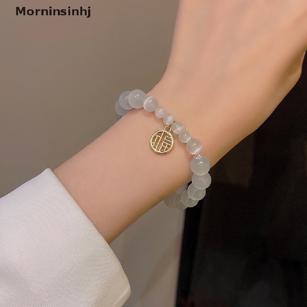 Mornin Perhiasan Wanita Gelang China Fu Ch Beads Strand Stretch Rope Imitasi Giok Gelang Kristal Beads Bangle id