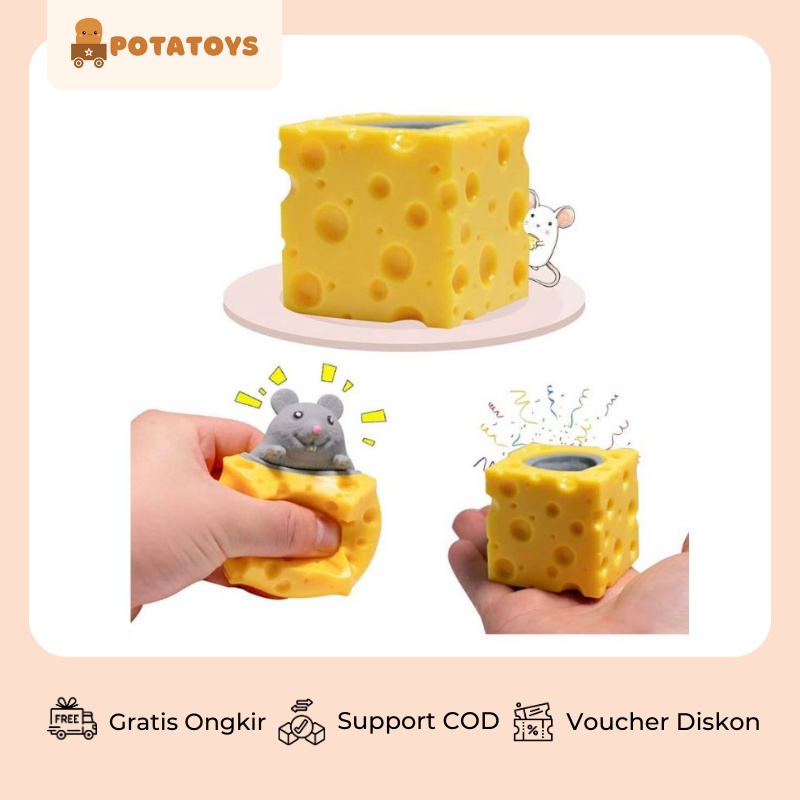 [ Potatoys ] Pop It Squishy Mouse / Mainan Tikus Keju Karet Silikon / Mainan Tikus Pencet / Mainan Penghilang Stress / Prank Toys
