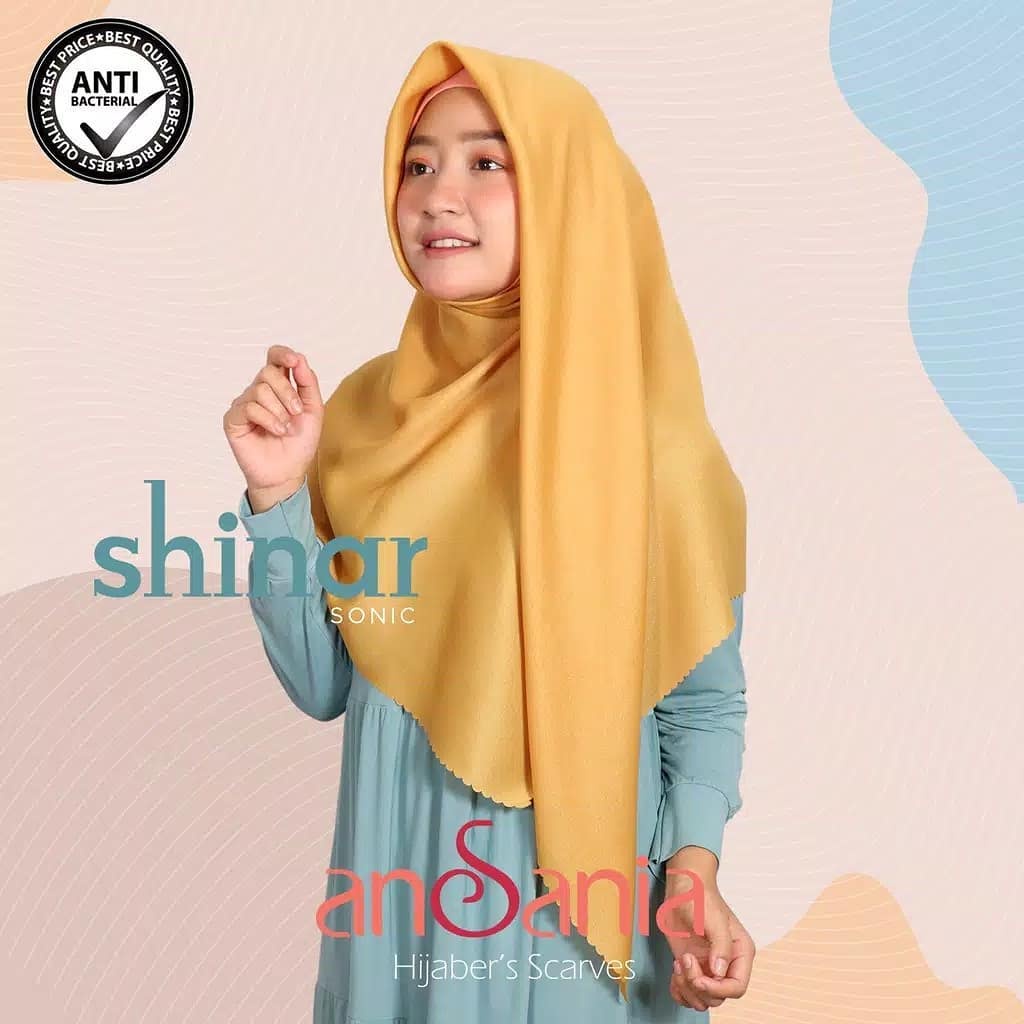 kerudung hijab / jilbab segi empat SHINAR GLAMOUR glitter glowing lasser cut ansania dan azara origi