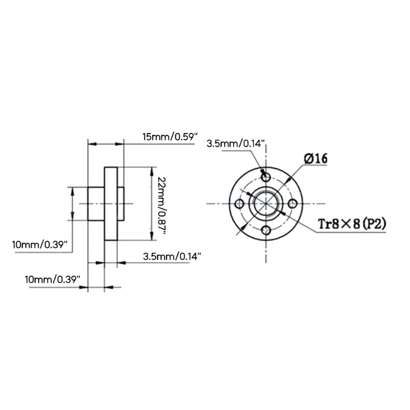 Zzz Trapesium T8 Screw Nut 8mm 2mm Sekrup Tembaga Untuk Stepper Motor Lead Screw