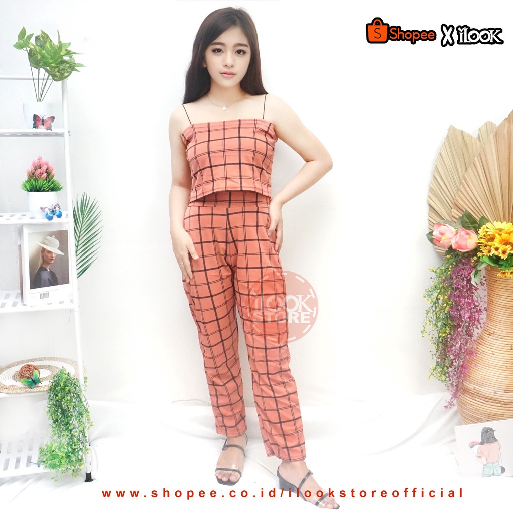 ilook | Set Honey Wanita Korean Style | Set TankTop Kotak Guilen Terkini
