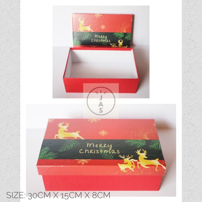 

⭐BISA COD⭐ kotak kue 30x15x8 hard box / hand made / box kue edisi natal red black - design A