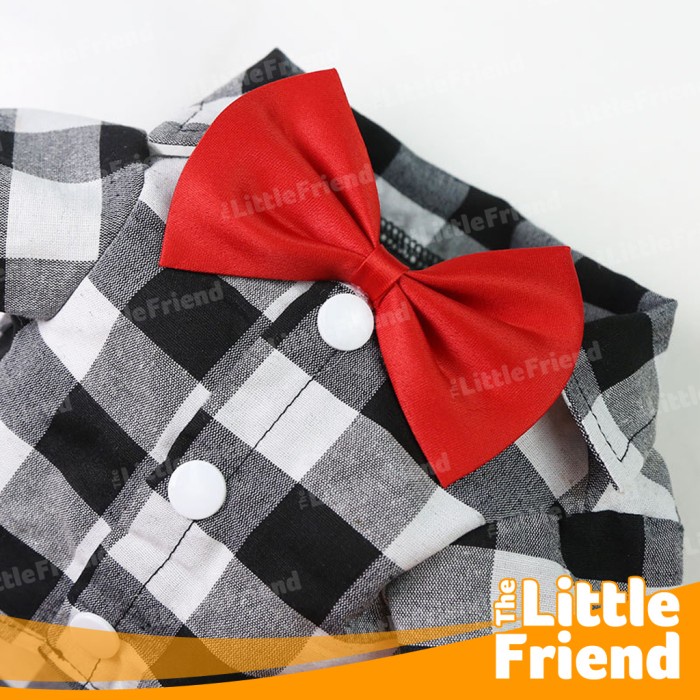 Baju Kucing Anjing Jantan Kemeja Dasi Kotak Suit Wedding Formal Plaid