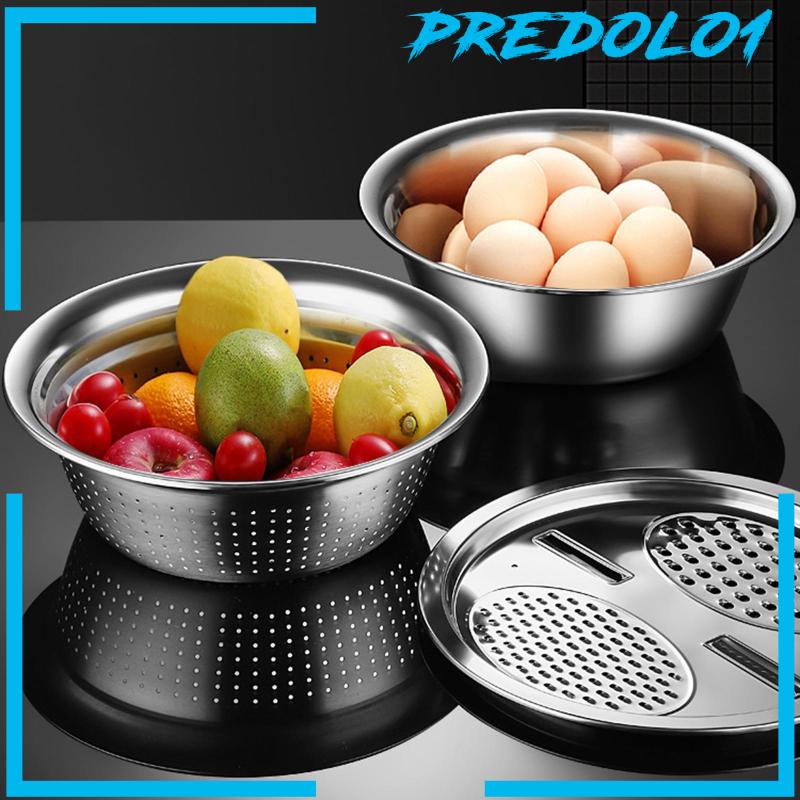 [Predolo1] Parutan Stainless Steel Baskom Mangkuk Cuci Sayur Dapur Portable