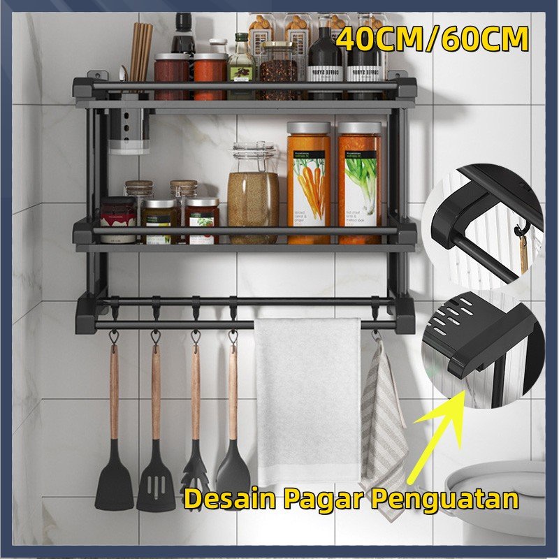 【COD】40CM/60CM Rak Kamar Mandi Dinding/Stainless Rak Tempat Handuk /Rak Dinding Kamar Mandi Tempel