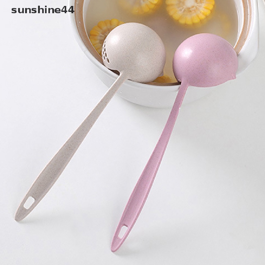 Sunshine Sendok Sup Gagang Panjang 2in1 Sendok Slotted Home Strainer Cooking Colander Kitchen Scoop Aksesoris Dapur Plastik ID