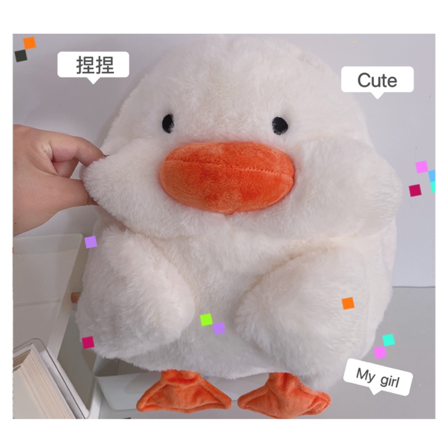 [3-in-1] 35cm Lucu Dudu Bebek Mainan Mewah Penghangat Tangan Dengan Selimut Boneka Lembut Kawaii Duck Boneka Binatang Hadiah Ulang Tahun Untuk Anak Kids