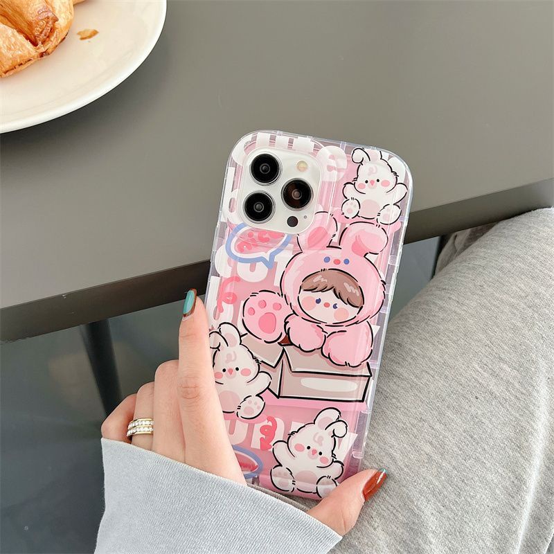 IPHONE Casing Ponsel Lembut Silikon Kompatibel Untuk Iphone14 13 11 12 Pro XS Max X Xr7 +8 Plus Casing Lucu TPU Shockproof Cover