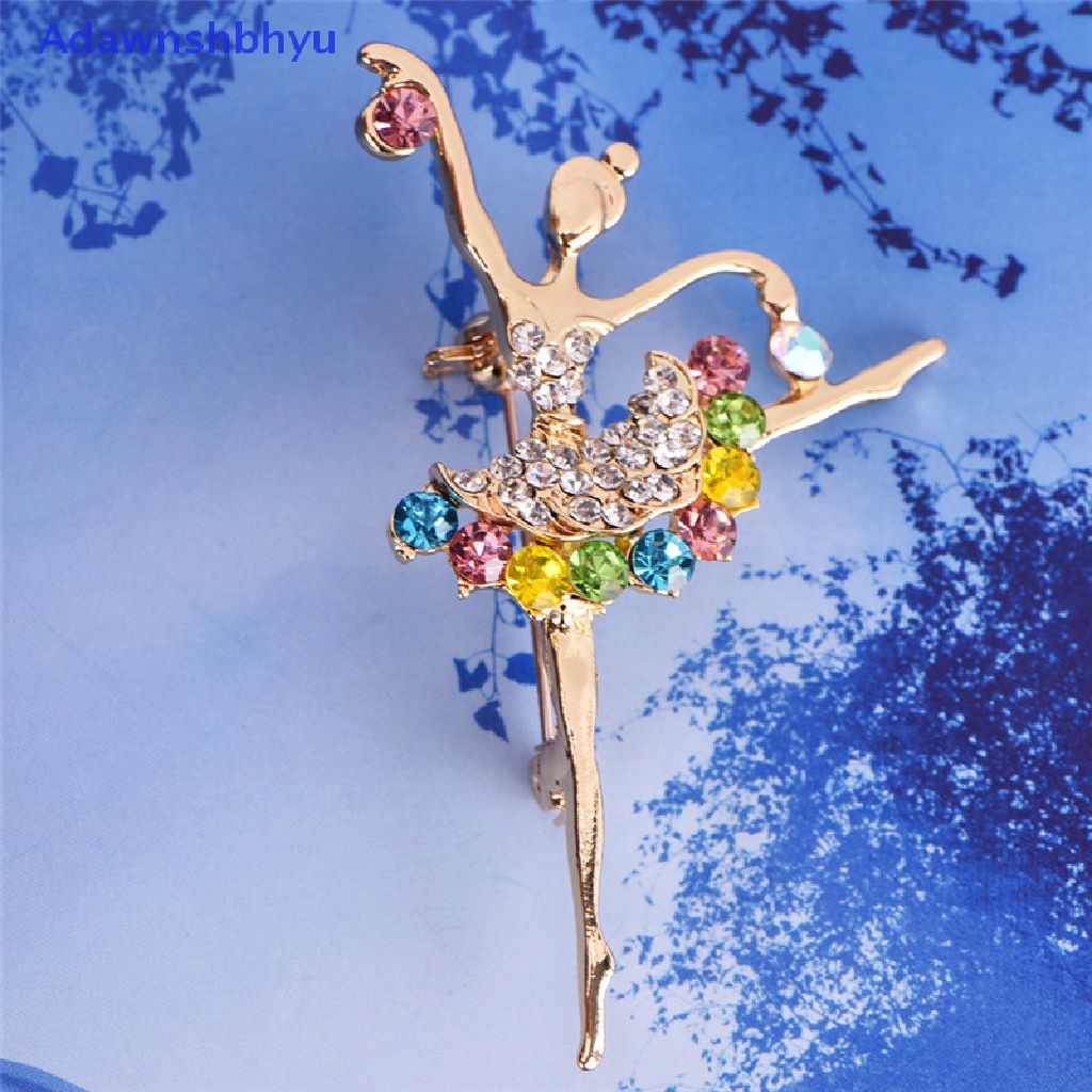 Adhyu Dancing Ballet Girl Brooch Rhinestone Brooch Pin Jewelry Women Bouquet Accessory ID