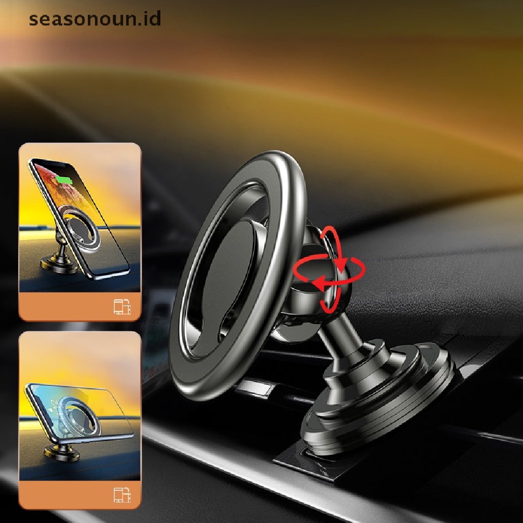 Seasonoun Metal Magnetic Car Phone Holder Lipat Magnet Mount Handphone Stand Ponsel GPS Support Strong Magnet Air Vent Phone Holder.