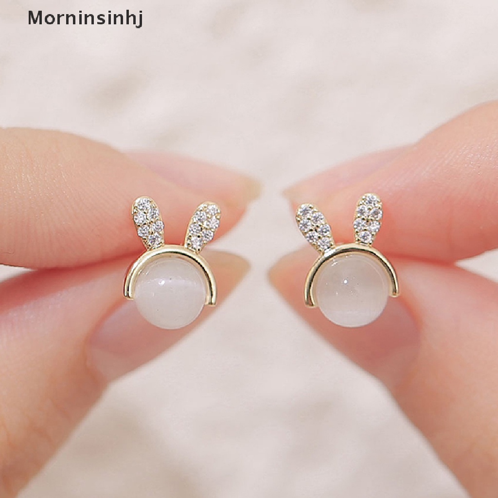 Mornin Trendi Lucu Kelinci Ramping Opal Feminia Anting Elegan Mungil Anting Gaya Anting-Anting Kreatif Eardrop Perhiasan Berkualitas Tinggi Eardrop Romantis Feminia Aksesoris id