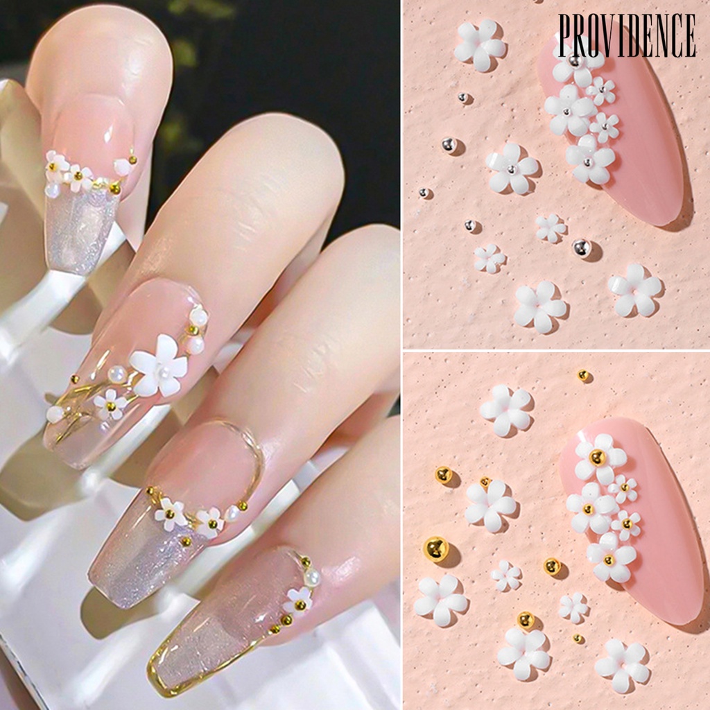 Providence 1kotak Hiasan Kuku Mudah Di Aplikasikan Resin 5kelopak Bentuk Bunga DIY Nail Decal Manicure Tool Untuk Digunakan Di Rumah