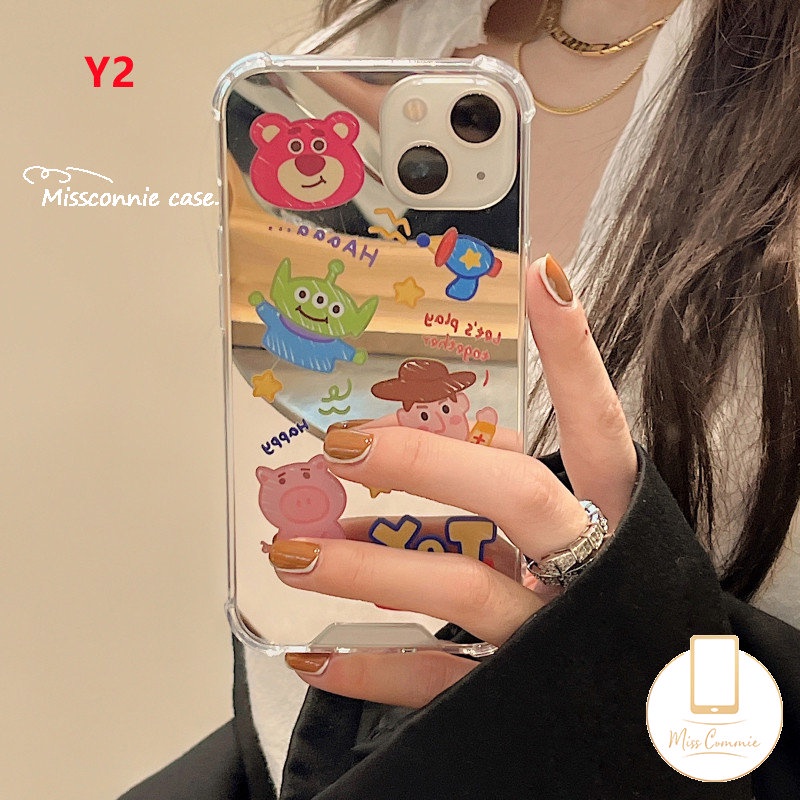 Case Cermin Make Up Kartun Disney Manyo Winnie The Pooh Kompatibel Untuk IPhone 7plus XR 8plus 11 12 13 Pro MAX 11 Pro Max7 8 Plus X XS MAX SE Toy Story Lucu Shockproof TPU Cover