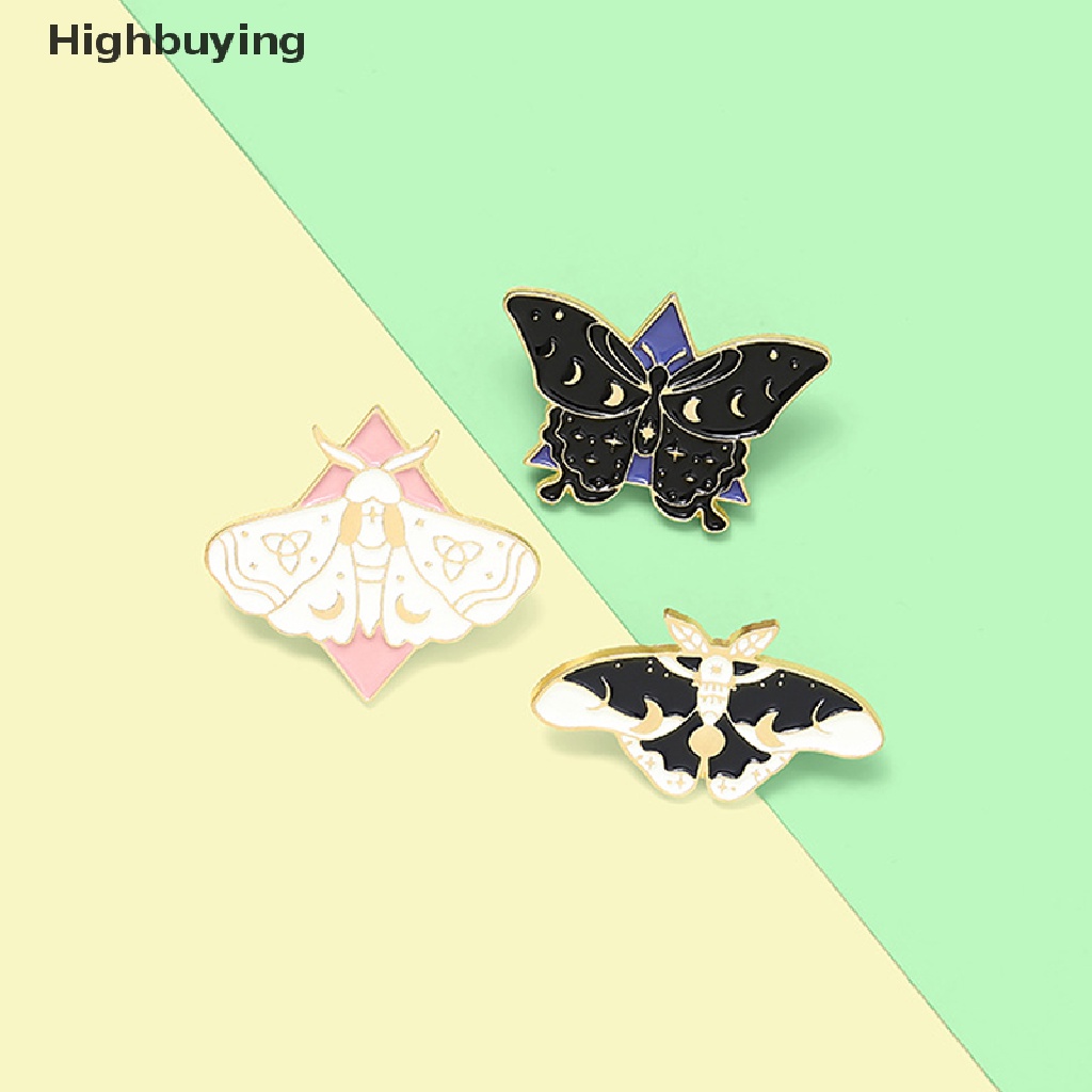 Hbid 3Pcs Pin Enamel Kupu-Kupu Ngengat Fase Bros Tas Pakaian Lapel Pin Lencana Hadiah Glory