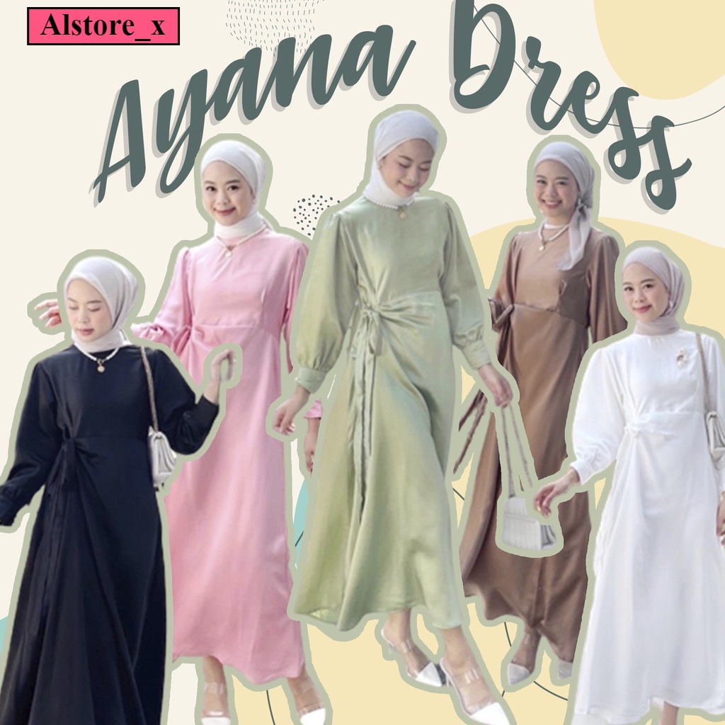 OBRAL - Ayana Dress - Baju Dress Pesta Elegan Muslimah - Gamis Wanita Lengan Balon - Fashion Kondang