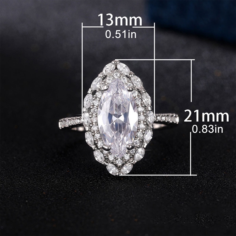 Fashion Kristal Marquise Cubic Zirconia Pernikahan Cincin Untuk Wanita Perak Berlapis2023 Engagement Lamaran Rings Perhiasan Baru