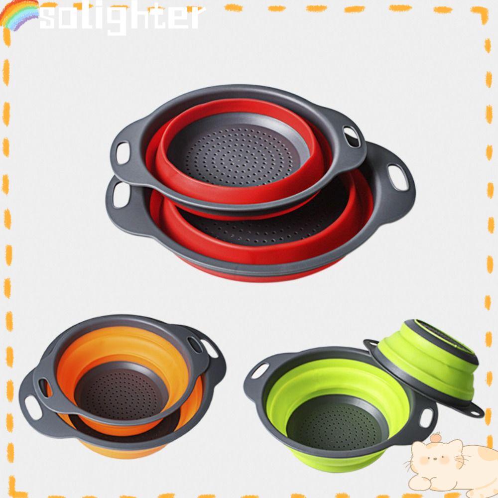 Solighter 2pcs Drain Basket Collapsible Fruit Vegetable Tools Home &amp; Living Rak Tiris Wastafel Dapur &amp; Makan