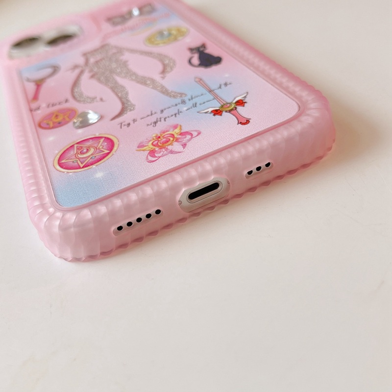 Pink Sailor Moon Gril Soft Case Flash Card Casing Apple HP iP iPhone 12 13 14 Pro Max 11