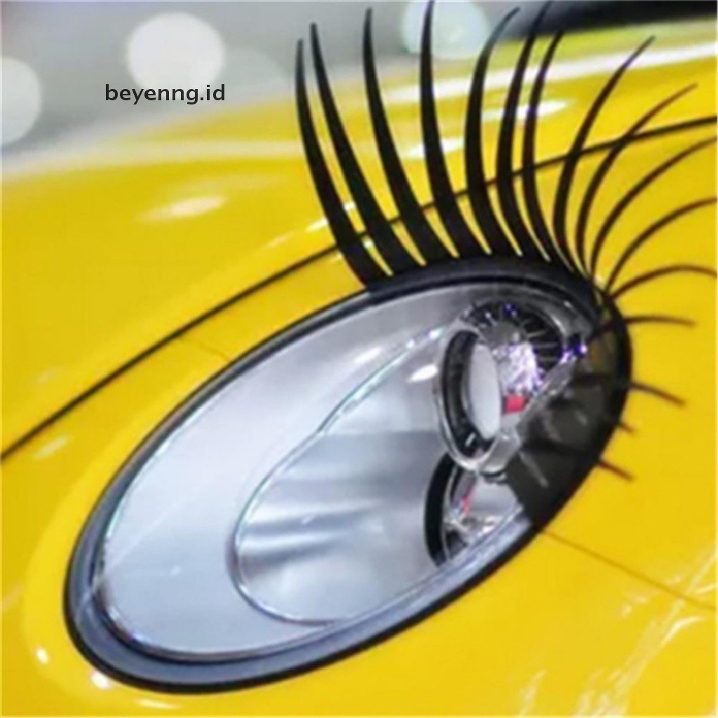 Beyen 2PCS 3D Charming Black False Eyelashes Lash Sticker Car Headlight Decoration ID