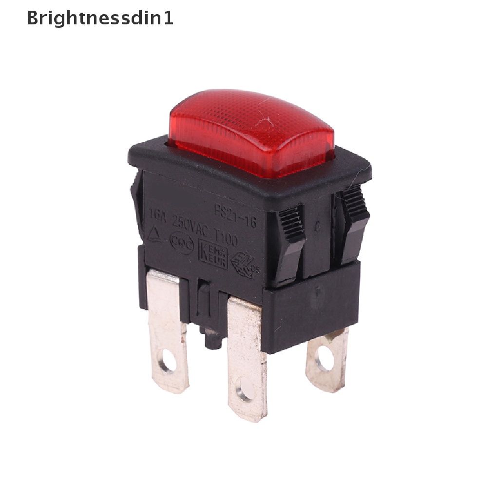 [Brightnessdin1] Red 4Pins 16A Self-Lock On Off Push Button Rocker Switch PS21-16 Dengan Pemanas Cahaya Saklar Sentuh Listrik Untuk Vacuum Cleaner Garment Steamer Boutique