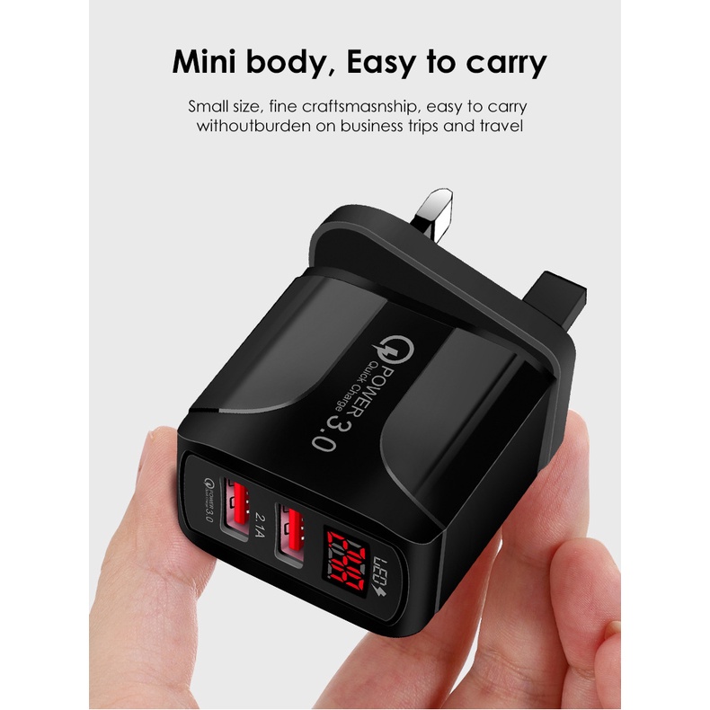 2usb Digital Display Charger 5V2.4A Standar Eropa American Standard British Standard Smartphone Charging Head Travel Charger