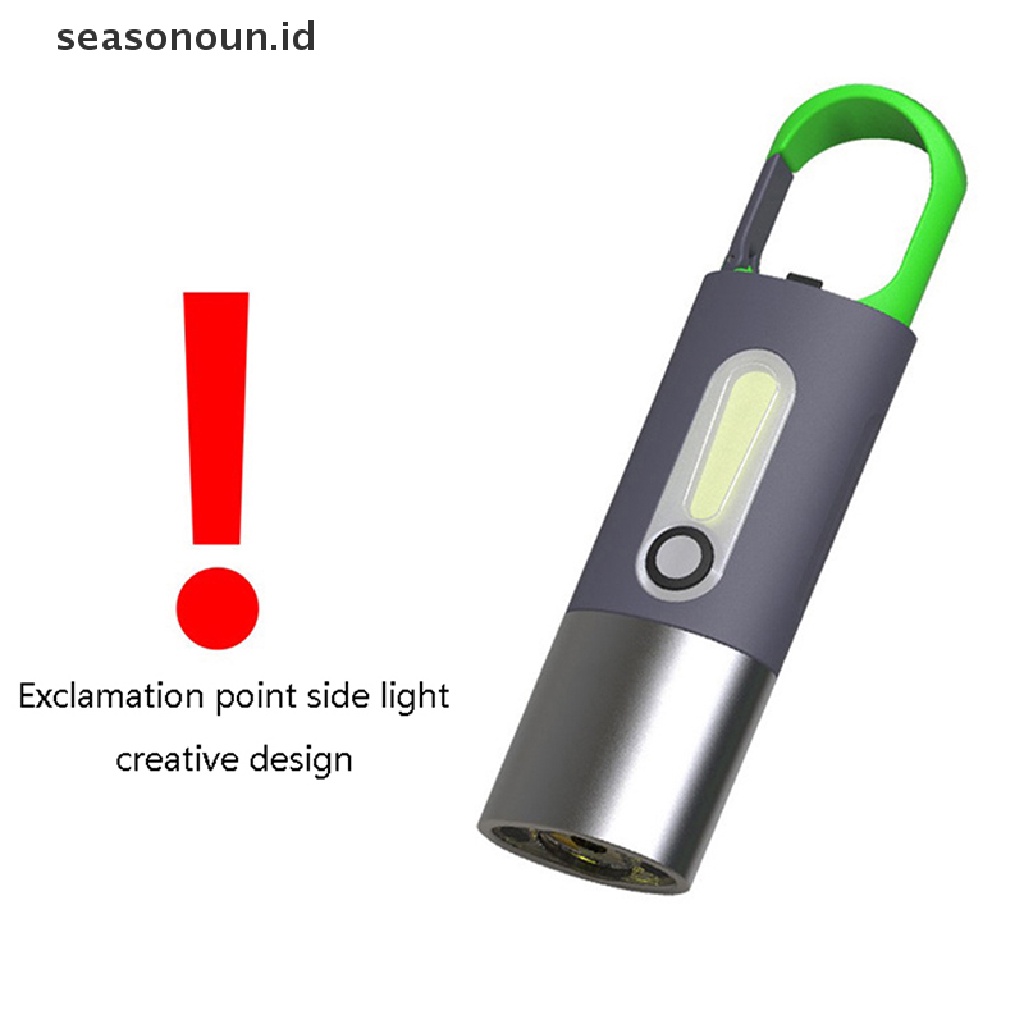 Seasonoun Senter Lampu Kuat Mini Portabel USB Rechargeable KeyChain Work Light.