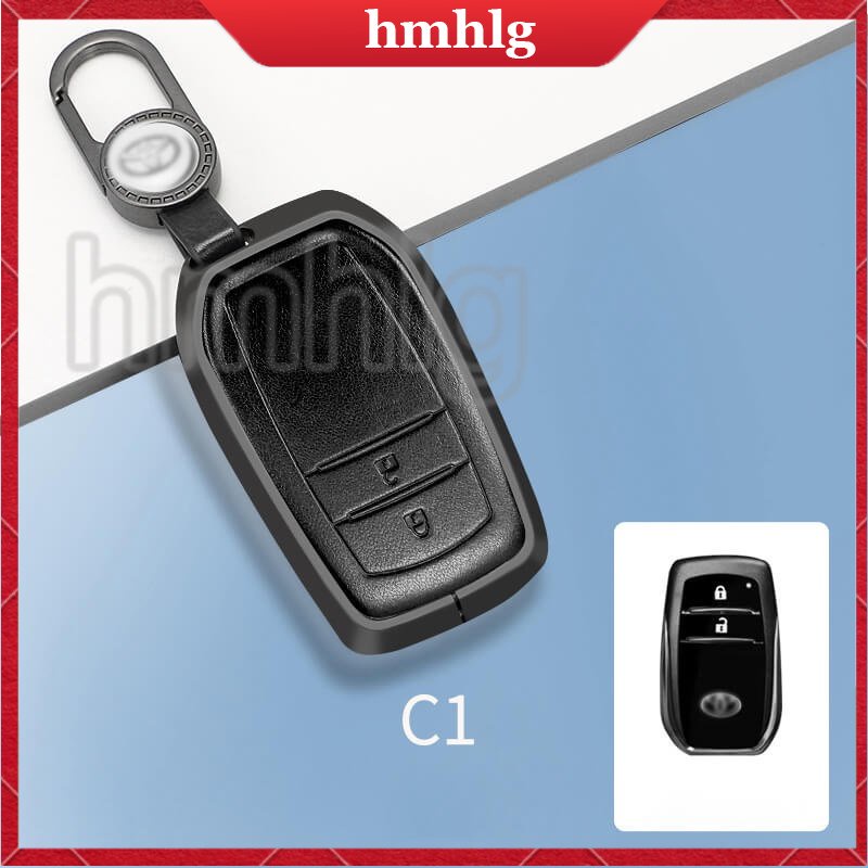 [Tersedia] Untuk Toyota Hilux Rogue &amp; Revo/Innova/Fortuner Keyless Remote Key Aluminium Alloy Leather Protection Cover Casing