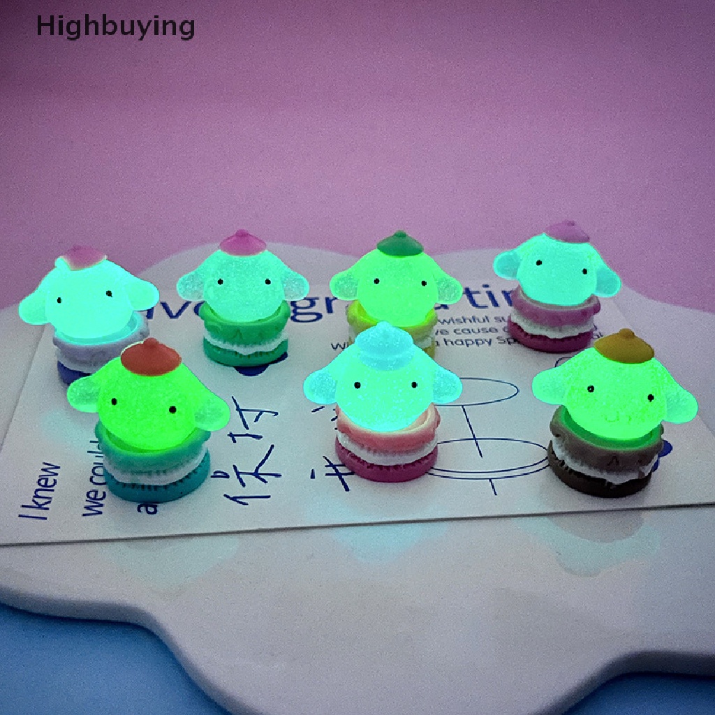 Hbid 5Pcs 3D Luminous Macaron Cinnamon Dog DIY Aksesoris Shell Ponsel Simulasi Resin Ornamen Glory