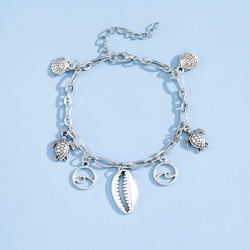 Punk Kepribadian Fashion Serbaguna Liontin Kaki Rantai Bohemian Vintage Turtle Scallop Logam Shell Pendant Feet Dekorasi