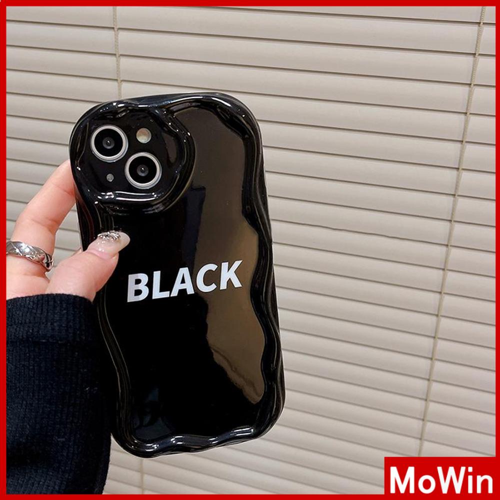 For iPhone 14 Pro Max iPhone Case 3D Curved Edge Wave TPU Airbag Shockproof Camera Cover Glossy Black Compatible with iPhone 13 Pro max 12 Pro Max 11 xr xs max 7Plus 8Plus