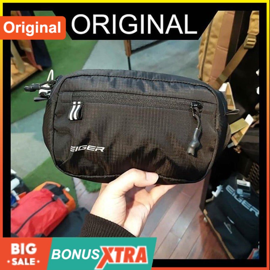 Tas Pinggang EIGER1989 IRIDIUM 2L FOLDABLE WB Black Hitam 91000 4992 Original
