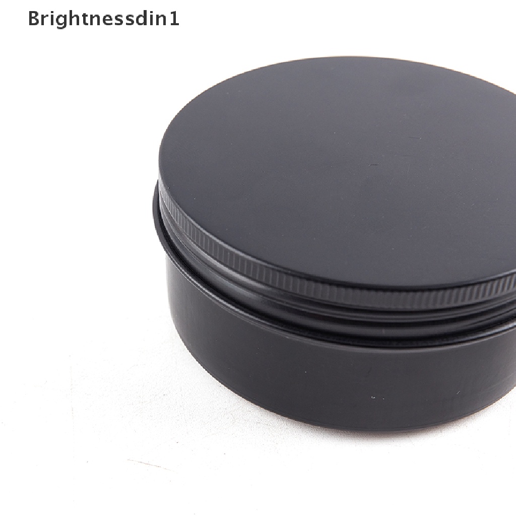 [Brightnessdin1] Hitam Kosong Bulat Aluminium Kotak Metal Tin Kaleng Cream Kosmetik Diy Isi Ulang Jar Butik