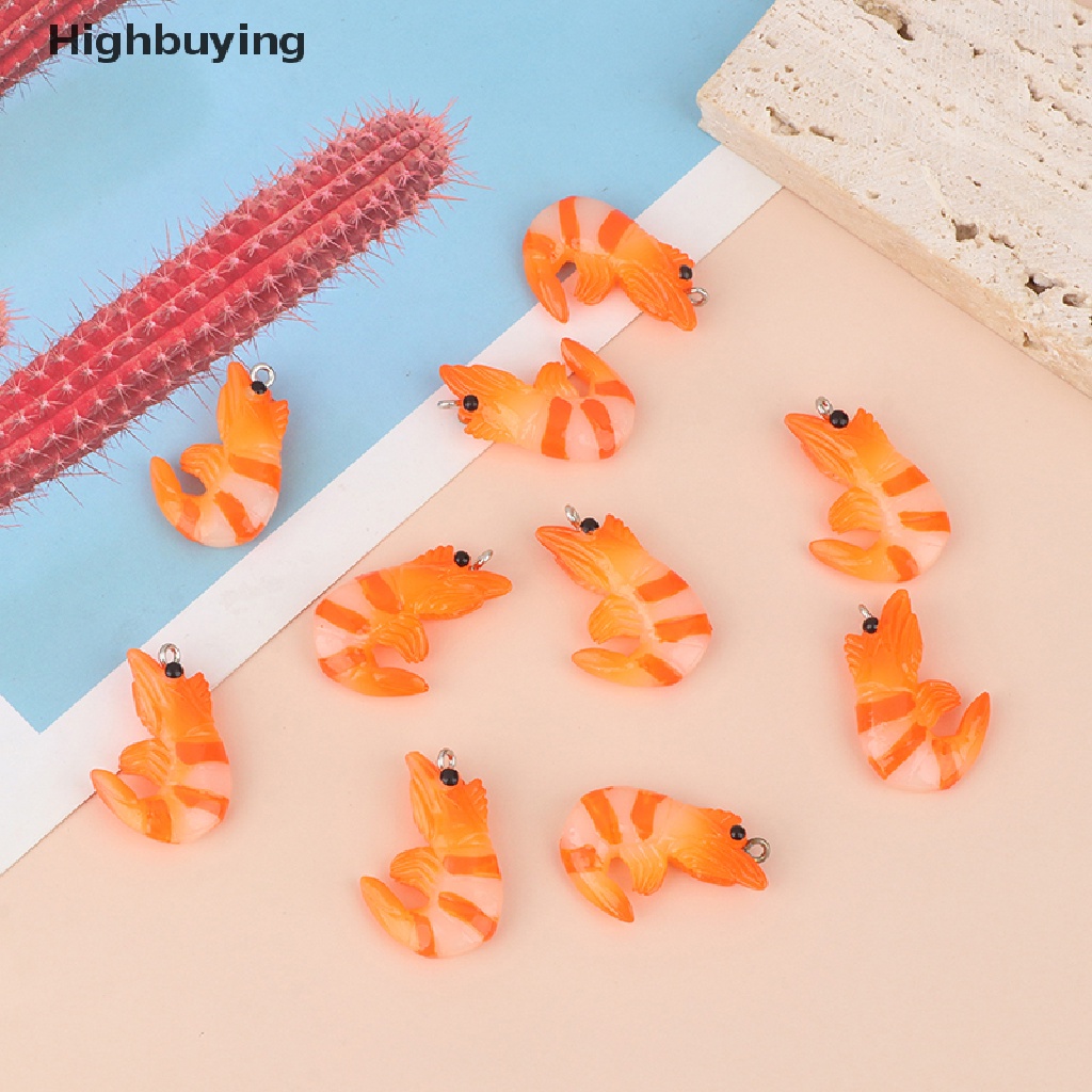 Hbid 10Pcs Ch Simulasi Udang 21x32mm Resin Liontin Untuk Anting Gelang Kalung Gantungan Kunci DIY Membuat Perhiasan Aksesoris Glory