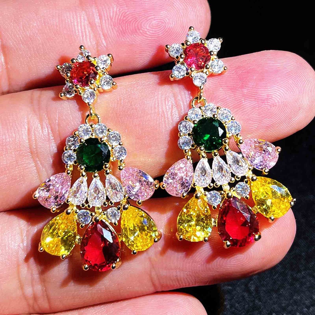 Goldkingdom Fashion Perhiasan Aksesoris Ready Stock Musim Semi Dan Musim Panas Cahaya Anting Mewah2021Fashion Baru Anting Korea Selatan Gaya Panjang Fashion Retro Anting Wajah Bulat