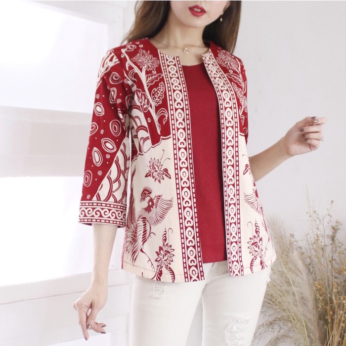 ✨LARIS✨ -Hanoi - Busan Blouse Batik Wanita - Biru, Standar- 1.2.23